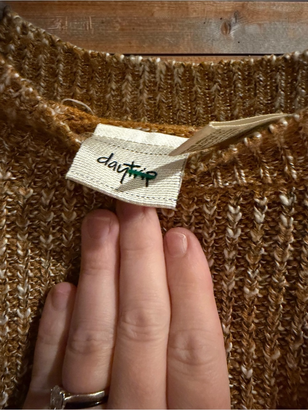 Daytrip Marled Knit Sweater Sz XS Mustard Gold Cropped Ribbed Cabincore Cozy - Picture 3 of 5